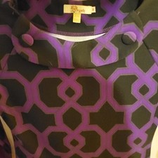 Aryeh Womens Sweater Dress Purple Geometric 3/4 Sleeve Round Neck Size M