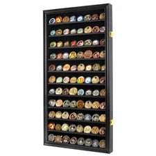 DisplayGifts Military Challenge Coin Display Case Poker Chips Holder Wall