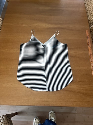 #ad Express Downtown Silky Black amp; White Striped Cami Double V Neckline Size M $20.00