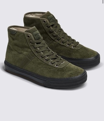 Vans Crockett High Decon Corduroy Olive/Black Men's Skate Shoes Size 6.5