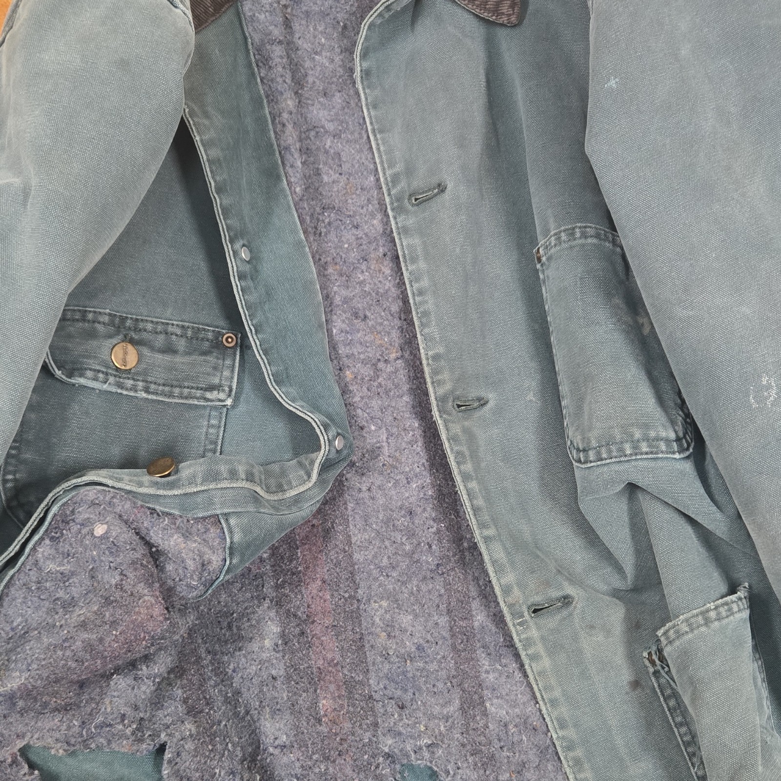 Green Work Jacket Men's Button Front Lined Mid-Le… - image 1