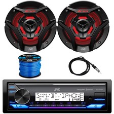 in-Dash Marine Bluetooth Receiver, Remote, 2x 6.5" LED Speakers, Wire, Antenna