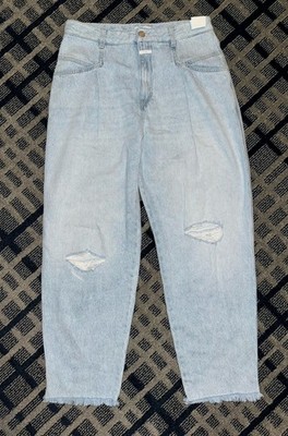 New CLOSED Pleated Heritage Fit High Waist Jeans Distressed sz 30 Made in Italy