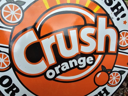 VINTAGE 1950'S ORANGE CRUSH FEEL FRESH PORCELAIN GAS STATION SODA SIGN ,COKE - Picture 3 of 4