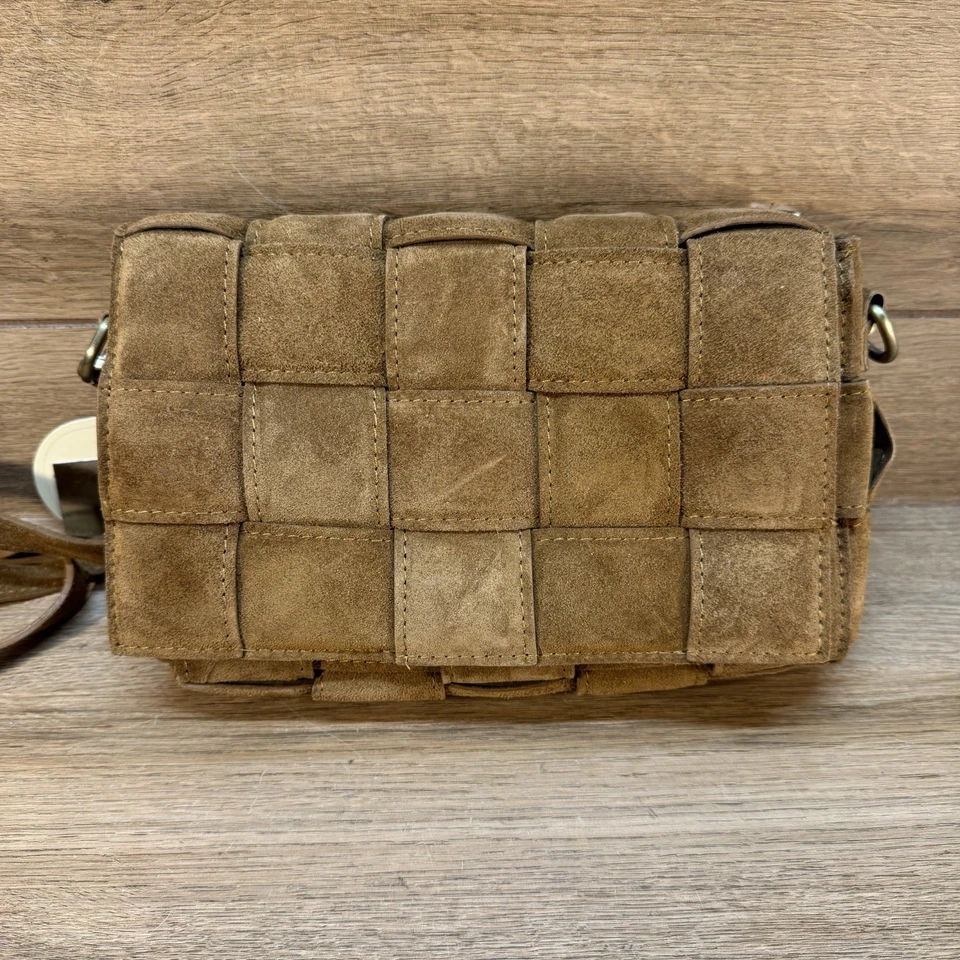 Bandolera VIOLA CASTELLANI Bordo Gamuza Cuero Acolchada Tejida Italia Nueva con Etiquetas Marrón Foto 2 de 4