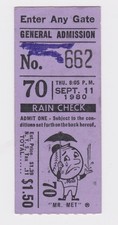 September 11 1980 Phillies at Mets ticket stub Mike Schmidt HR Rose 2 hits debut