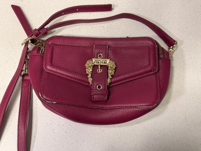 Versace Jeans Couture Pink Pebbled Gold Accent Crossbody Bag Purse Shoulder Hand
