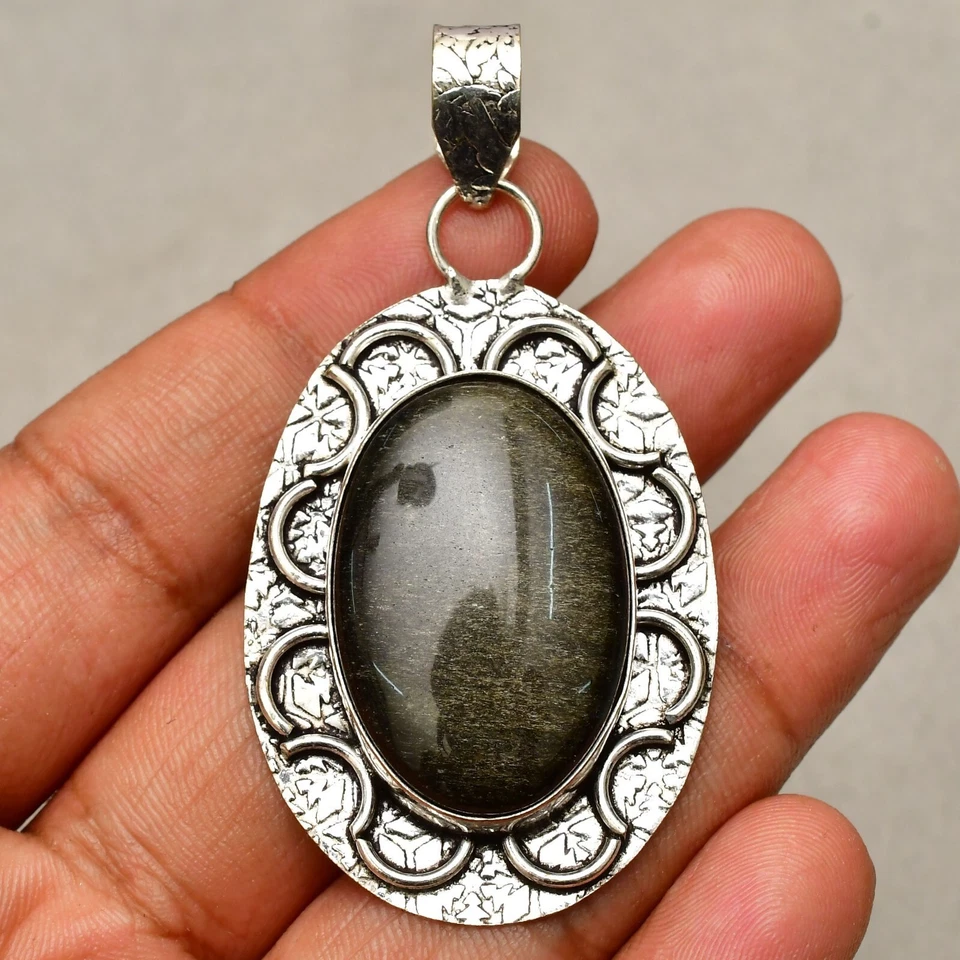 Ciondolo gioiello fatto a mano in argento sterling 925 pietra gemma lucido 2,36" - Immagine 3 di 4