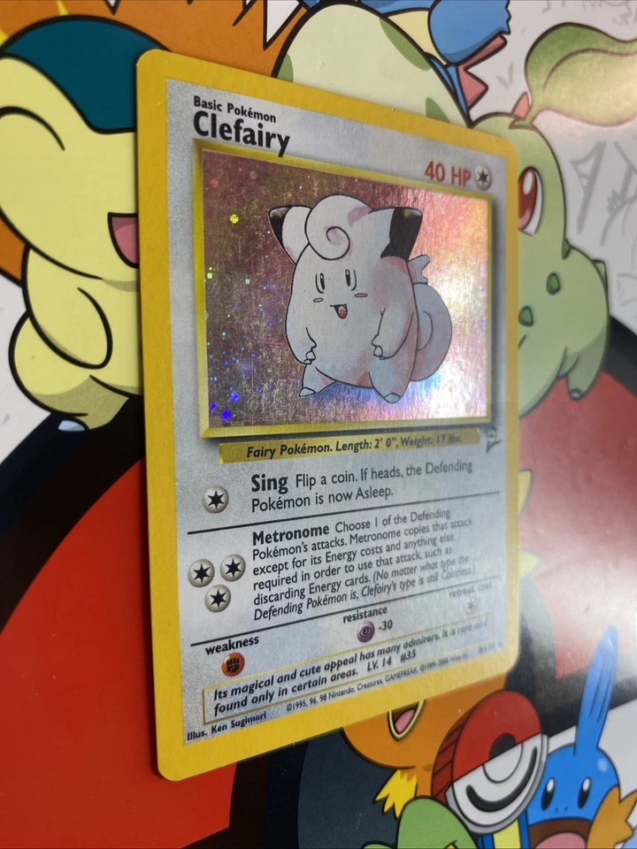 Clefairy Holo 6/130 2001 Base Set Rare WOTC Pokémon Card TCG *Swirl* - Image 2 of 4