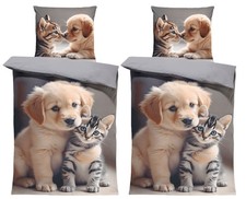 4 teilig Winter Biber Bettwäsche 135x200 cm Tiere Tiermotiv Flanell Baumwolle