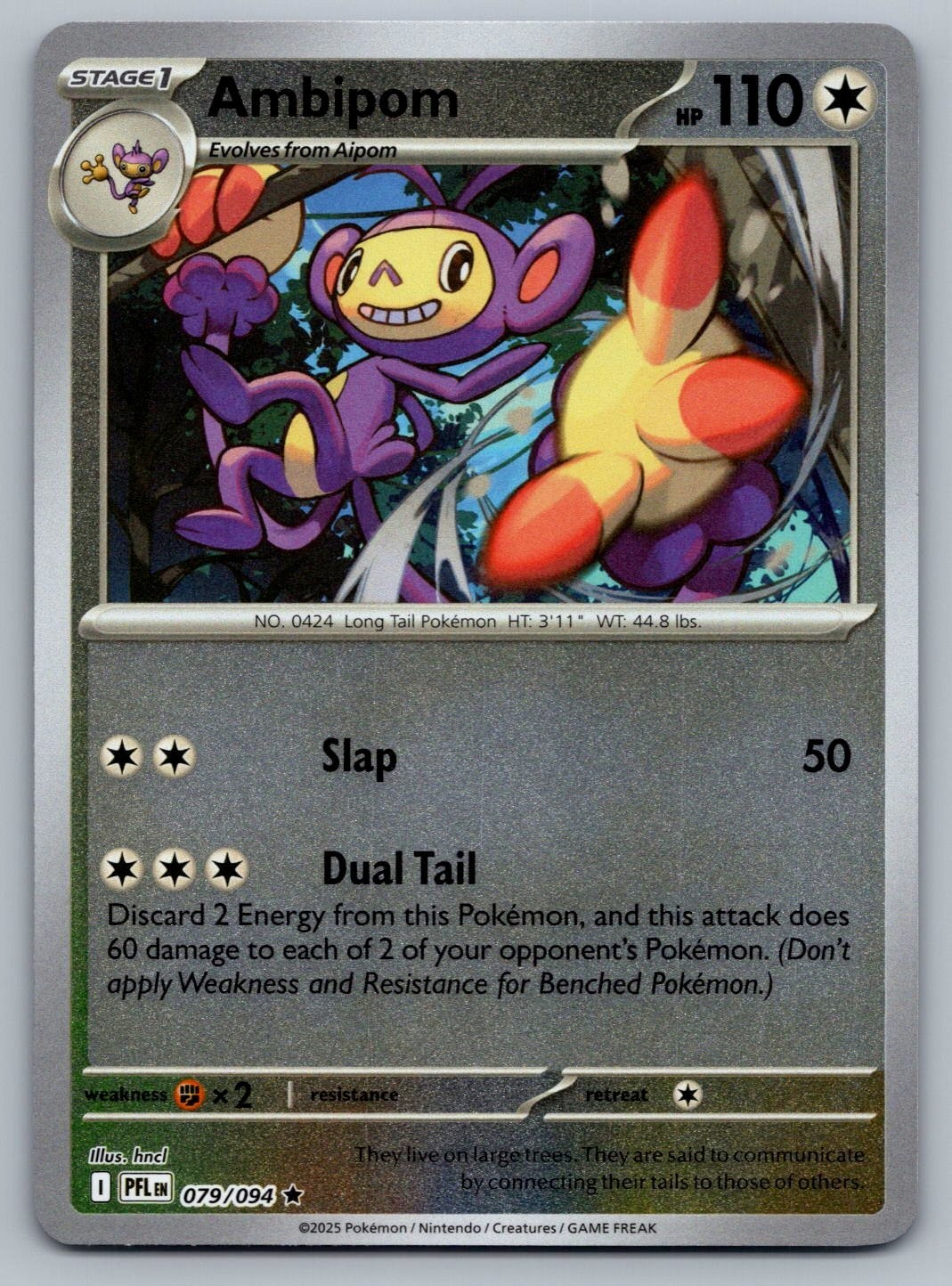 Ambipom - Reverse Holo Rare ME02: Phantasmal Flames 079/094 NM Pokemon