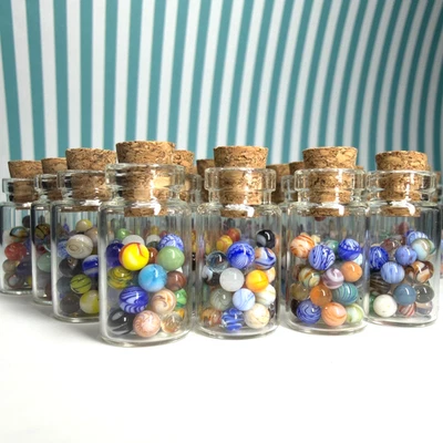 30 Micro Pewee Marbles Glass Jar Lot 2.3mm Tiny Handmade Mint by Vintage Marbles - Image 1 of 4