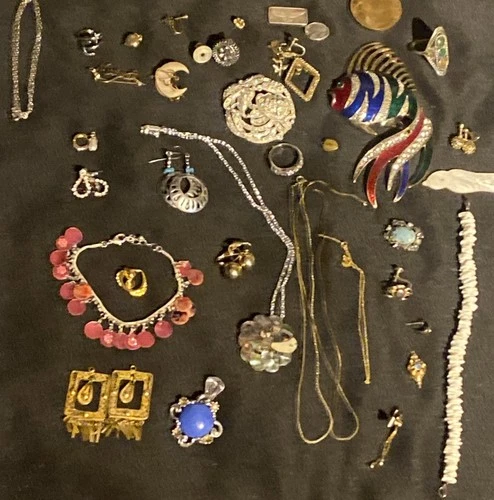 Vintage Mostly Jewelry Lot 40+ Piece - Parts / Repair Resell - .925 Silver More