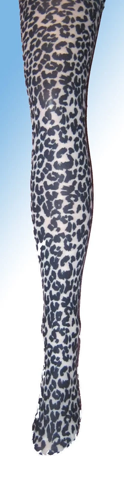 Black Grey Leopard Print Girls Tights 7 8 9 10 11 12 New fancy dress opaque