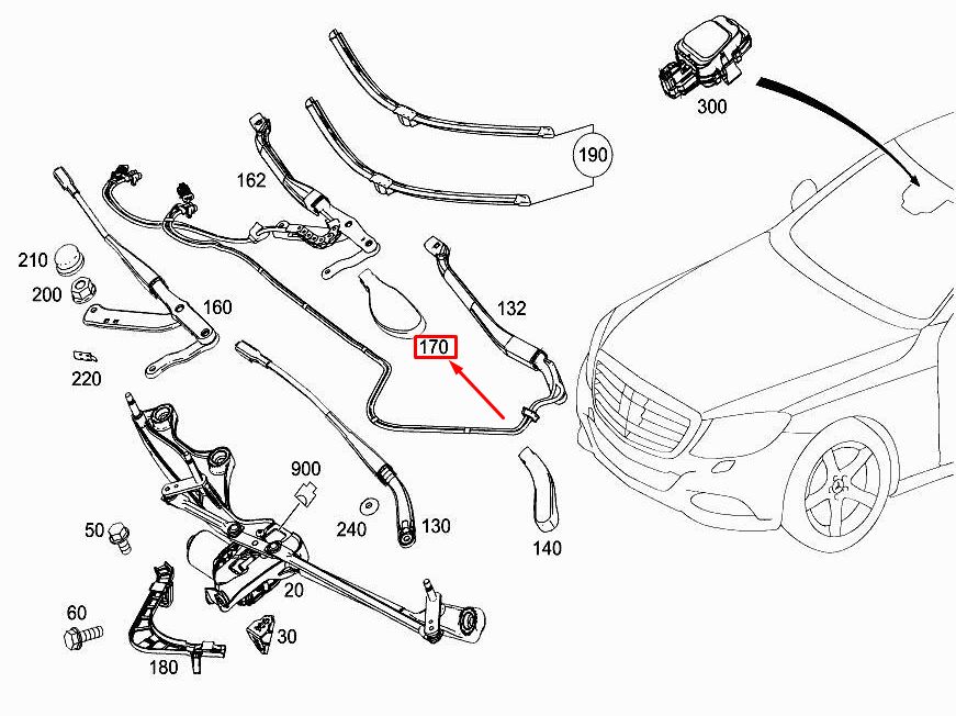 MERCEDES-BENZ S W222 Frontwischerarmabdeckung A2228240319