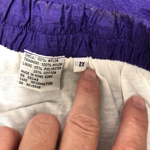 Vtg 90’s Men PURPLE Nylon Multi Color HiP HoP STREETWEAR Track Suit Pants XXL - Picture 3 of 8