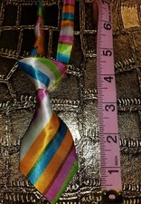 DOG/CAT NECK TIE Adjustable PASTEL STRIPES ORANGE BLUE Silky Costume US SELLER