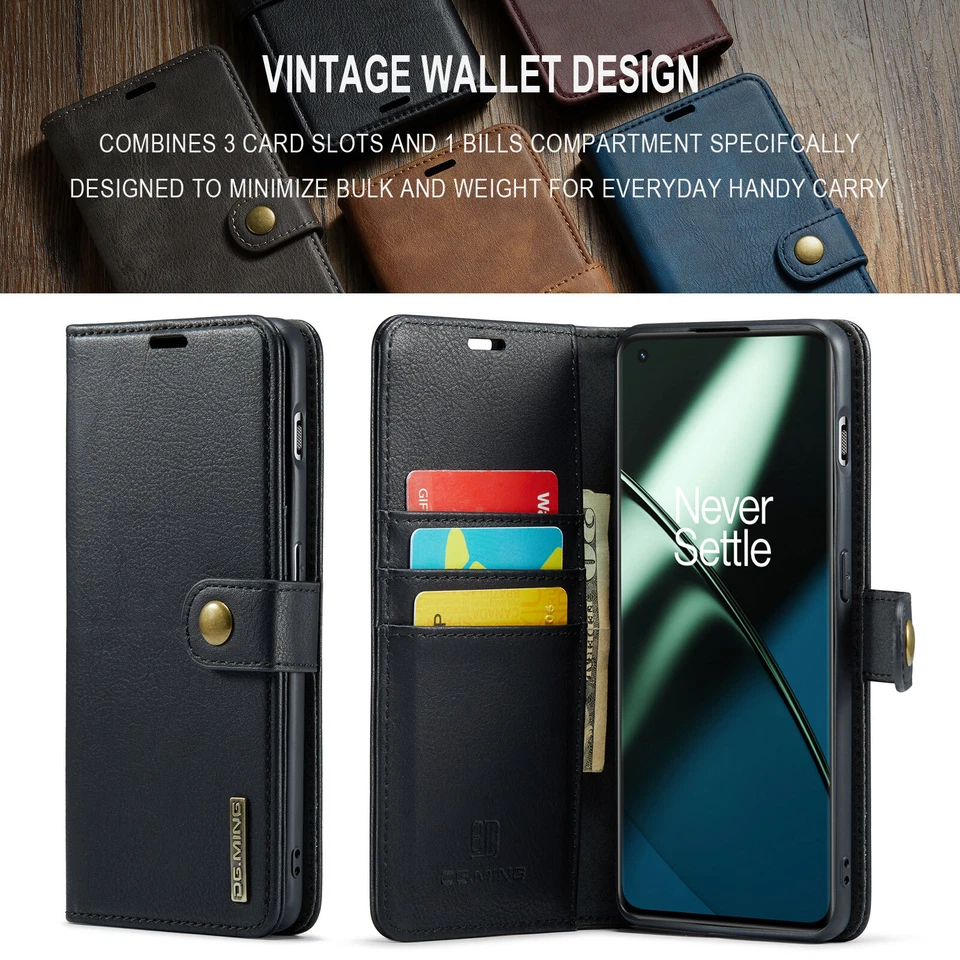 For OnePlus 11 12 13 Luxury Flip Credit Card Slot Wallet Leather 2in1 Case Cover - Image 3 of 4