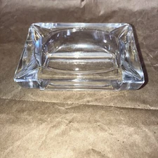 Vintage CLEAR GLASS ASHTRAY, Half Barrel Shape, 3 1/2" x 2 1/2"
