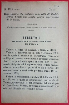 Castelfranco Veneto, Regio Erlass Einrichten Einer Schule Technik