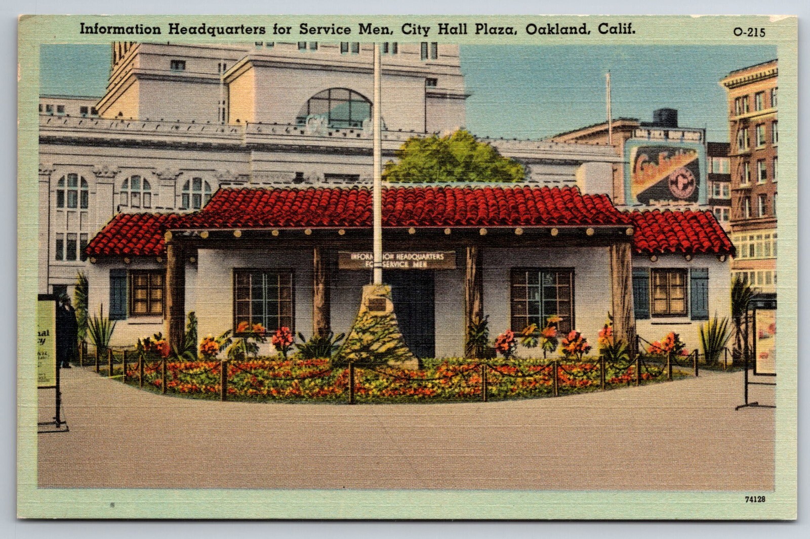 Vintage Postcard CA Oakland Info Headquarters for Service Men City Hall -6153