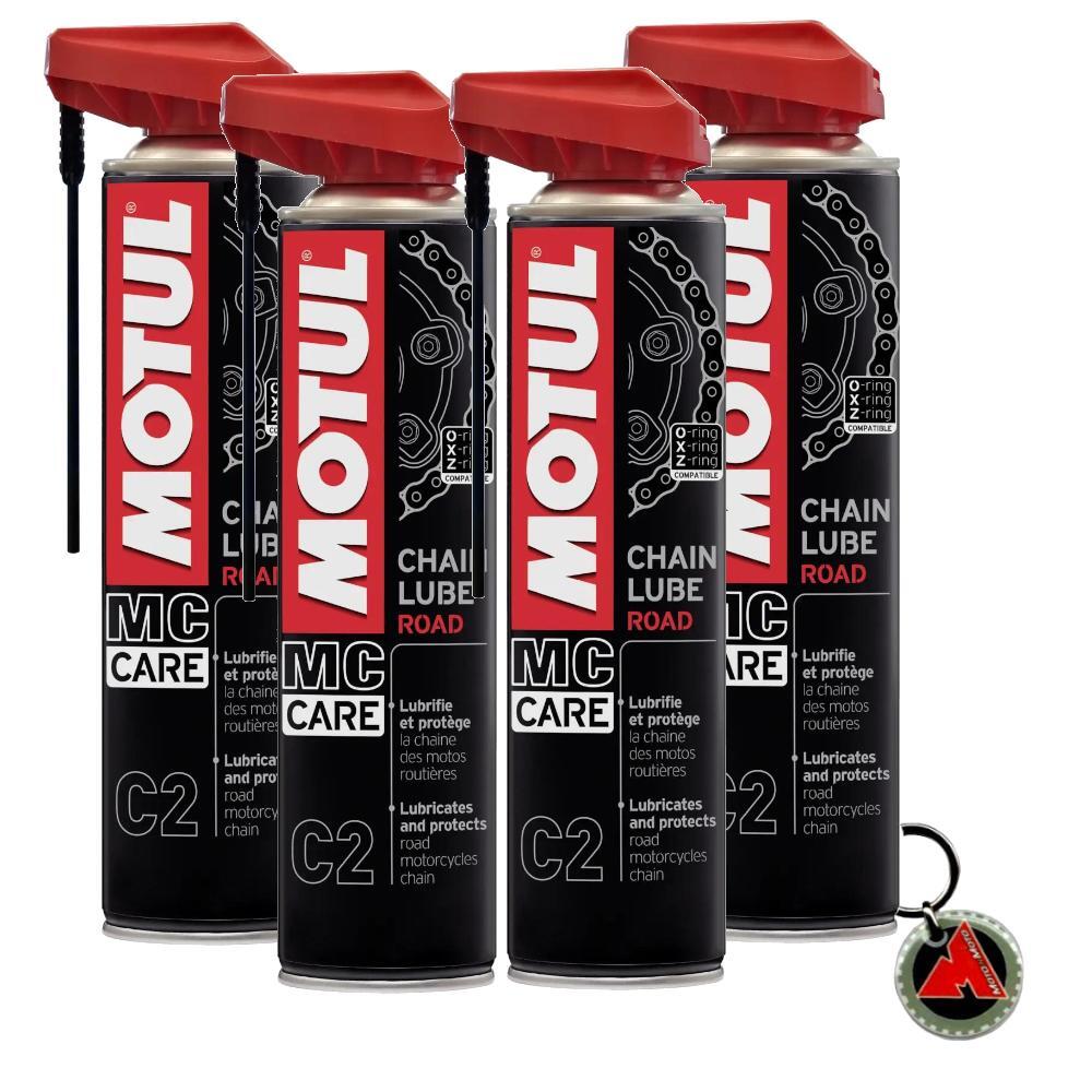 Kit 4 Pezzi Per Lubrificante Grasso Spray Motul C2 Chain Lube Road 400 ml