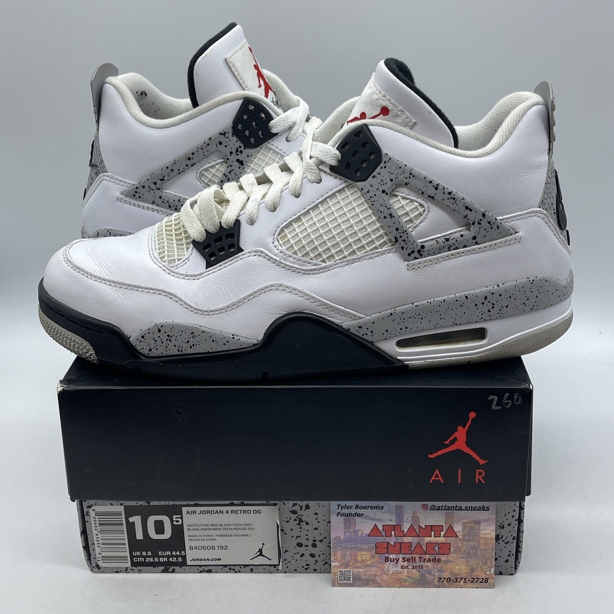 Size 10.5 - Jordan 4 Retro OG Mid White Cement Black Grey