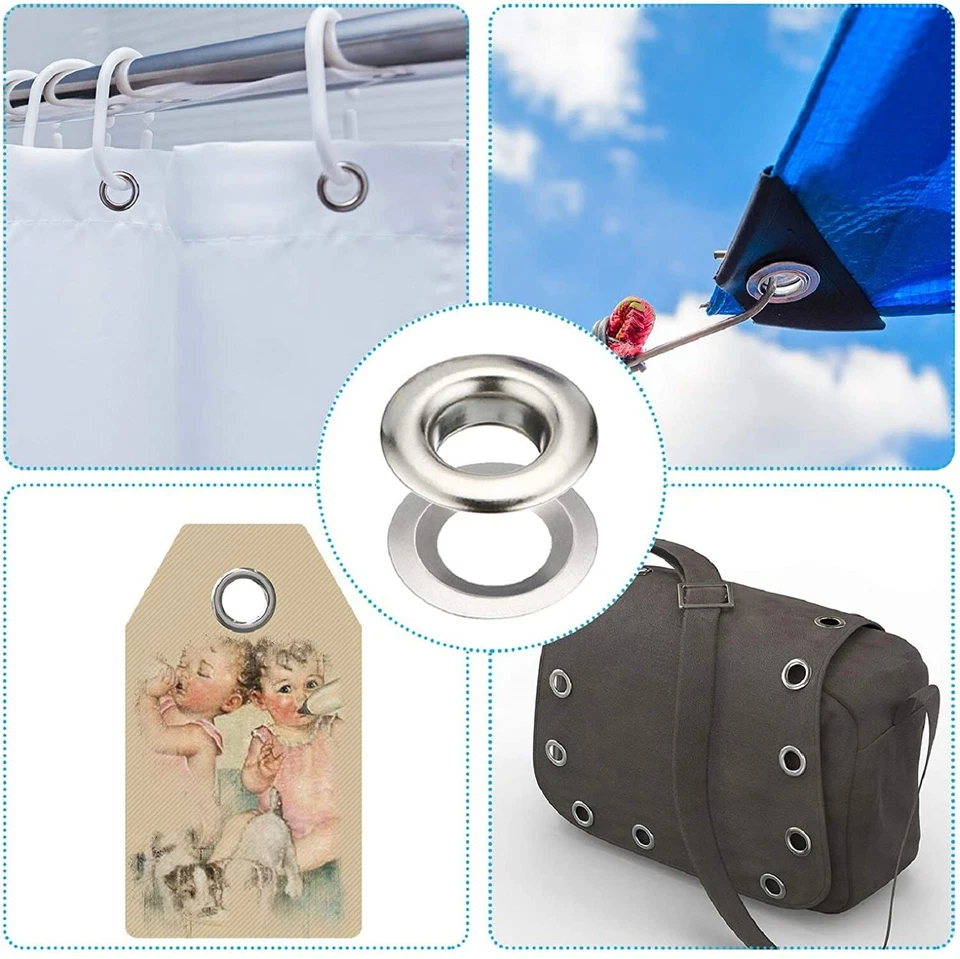 Kit de 100 juegos de herramientas de ojal - ojales de 6 mm a 14 mm para ropa, zapatos y manualidades hágalo usted mismo Foto 4 de 4