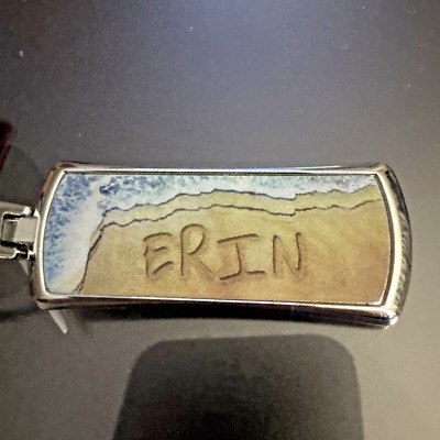 Lenticular Keychain Shark Beach Waves Amelia Island Florida Souvenir Name Erin