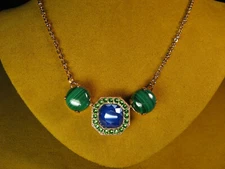 MARIANA NECKLACE SWAROVSKI CRYSTALS BEAD MALACHITE PENDANT Blue Gift Christmas