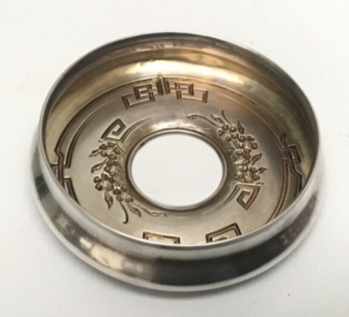 Antique Sterling Silver Hair Receiver Lid Asian Floral for Vanity Jar or Scrap - Picture 2 of 3