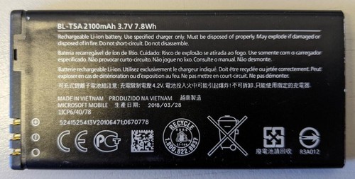 Genuine Nokia Microsoft BL-T5A, BV-T5A Battery For Lumia 730 735 550 738 USED - Picture 2 of 3