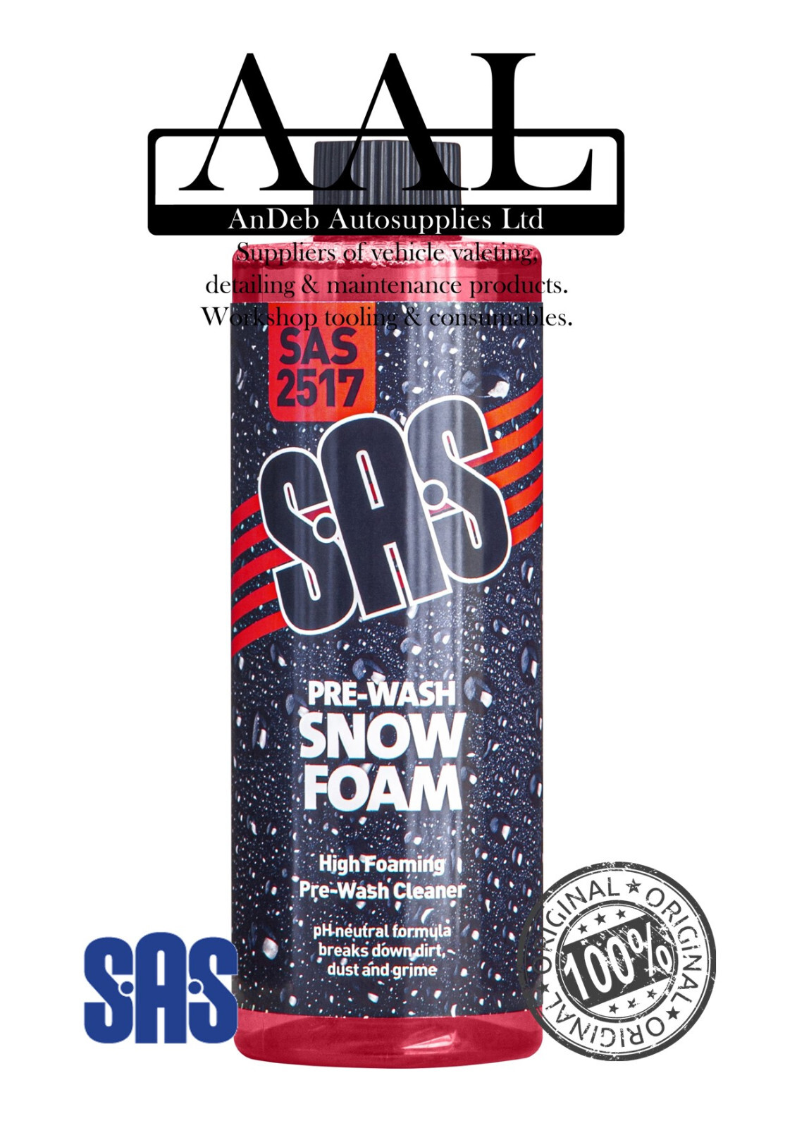 S.A.S Snow Foam PH Neutral Snowfoam Pre Wash Car Shampoo 500ml - SAS P/N 2517