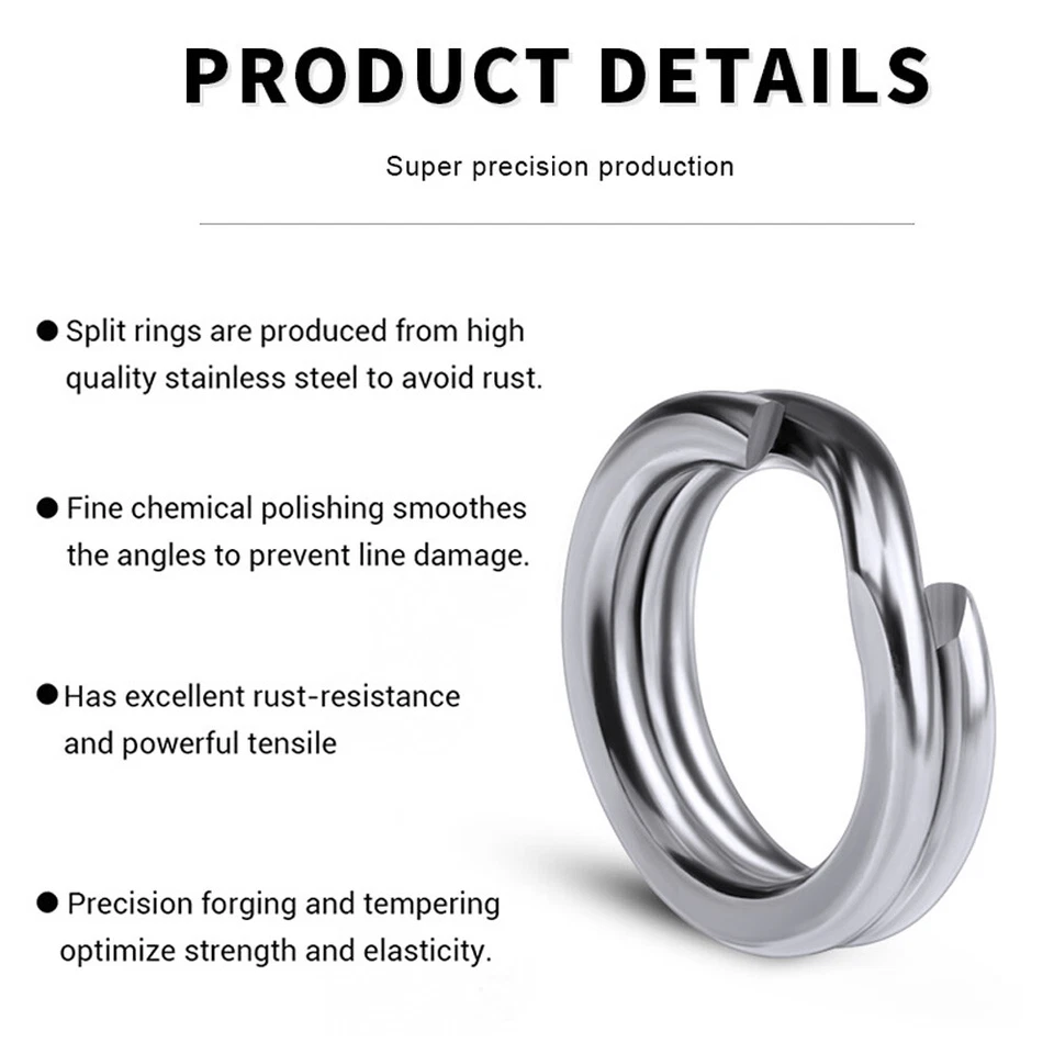 100 Stainless Steel Fishing Split Rings 25LB-350LB Heavy Saltwater Duty Big Game - Image 4 of 4