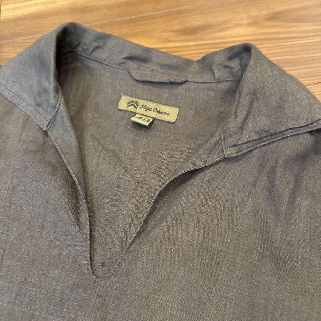 Nigel Cabourn French Pullover Shirt Hemp Charcoal Gray W62cm Nigel Cabourn French Pullover Shirt Hemp Charcoal Gray W62cm