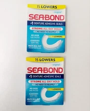 2 Pk Original SEABOND 15 Lowers Denture Adhesive SEALS Strong Holding DENTURES