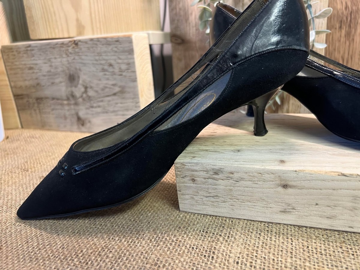 Vintage Rare 50s/60s Lordian Winklepicker Black Kitten Heel Shoes