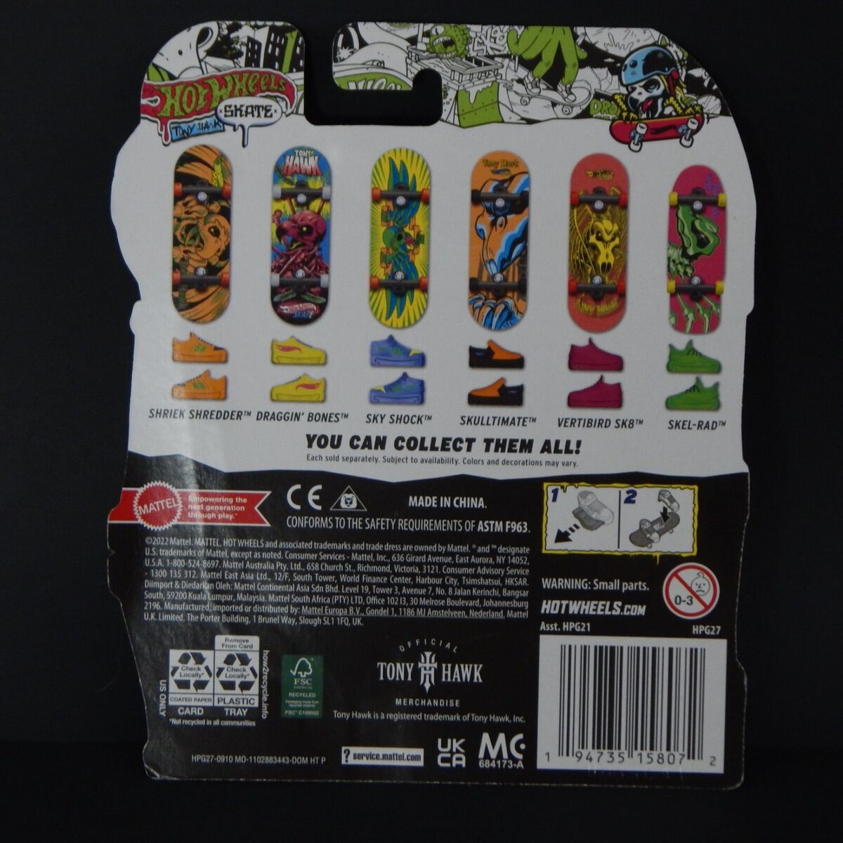 Hot Wheels Skate Veículo de Brinquedo Skateboard Neon Fury™ com Tenis