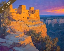 Mesa Verde twilight over cliff dwellings oil painting 8x10 Print