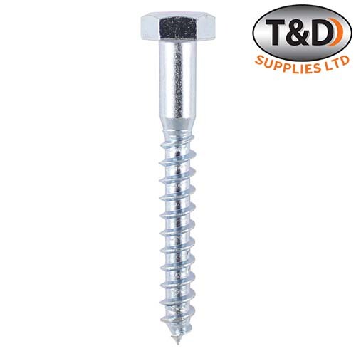 Timco 8.0 x 150 Hex Coach Screws - 50Pcs Zinc Plated Carbon Steel Timber Fixings
