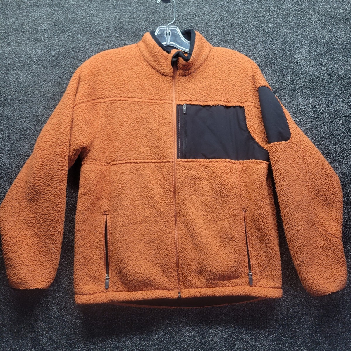 LL Bean Boy's Sz L (14-16) Orange Fleece Full-Zip Jacket DCA2