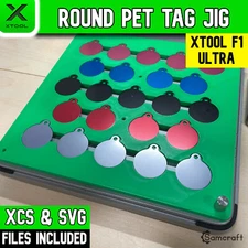 xTool F1 Ultra Round Pet ID Tag Jig, Laser Jig, Laser Engraving Template, XCS