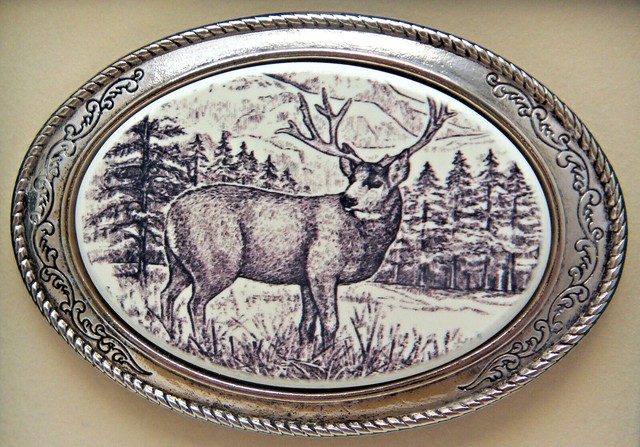 mule deer belt buckle