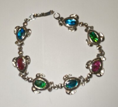 Vintage Colorful Turtle Bracelet, Marked SJ