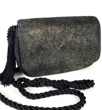 Vintage Susan Gail Bag Clutch Crossbody Shoulder Black Gold Evening To Casual
