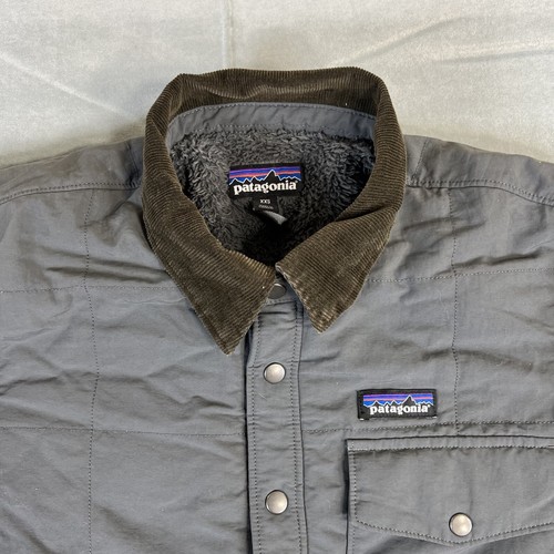 Patagonia Isthmus Quilted Shirt Jacket Mens XXS Gray Sherpa Fleece Lined Coat - Picture 2 of 8
