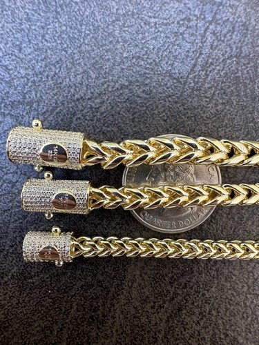 Iced MOISSANITE Clasp 14k Gold Stainless Steel Franco Chain Necklace Bracelet - 第 11/24 張圖片