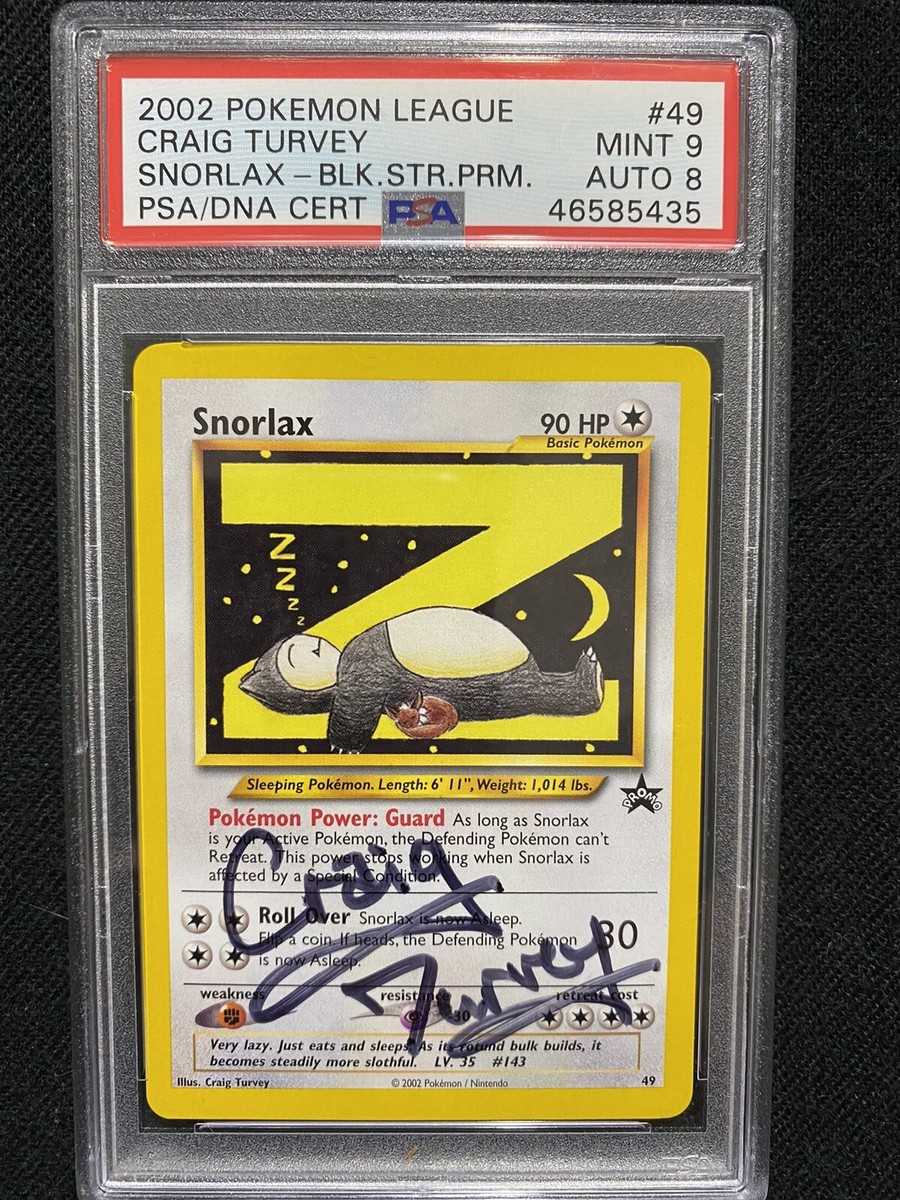 Pokemon League Black Star Promo Snorlax #49 PSA 9 Autograph Craig