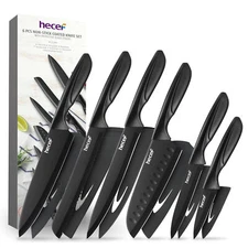 6pcs Kitchen Knife set Nonstick Stainless Steel Coating Blade with cover Hecef®
