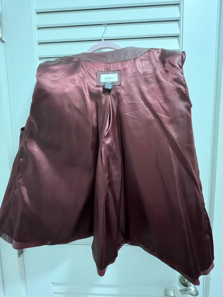 Chaqueta de cuero para mujer Neiman Marcus vintage Y2K rara cuero rojo genuino Foto 4 de 4